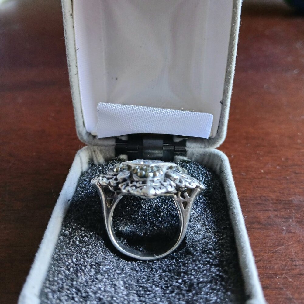Ring - Solid Sterling Silver Setting W/Marcasite! - image 2